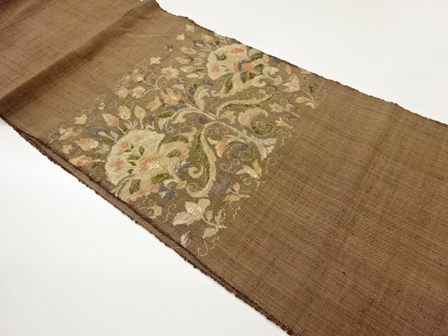JAPANESE NAGOYA OBI / TSUMUGI / WOVEN FLOWER